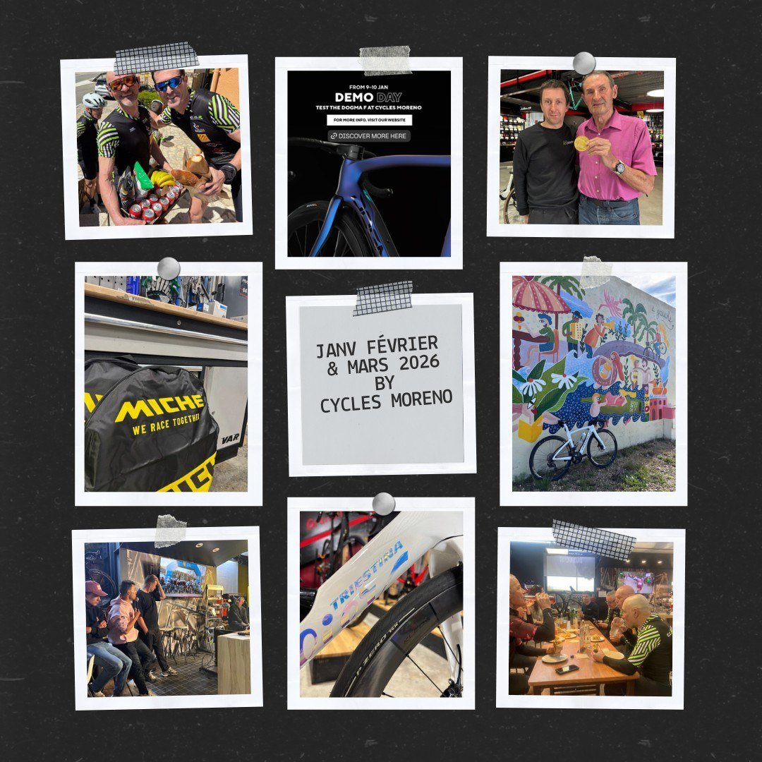 D&eacute;but 2026 chez Cycles Moreno, nous avons:
- Eu la chance de tester avec vous le @pinarello_official  Dogma F (avec une petite tramontane &agrave; 100km/h pour un test ultime )
- Passer une soir&eacute;e tr&egrave;s sympa en compagnie d'Alexis Vuillermoz qui nous a...