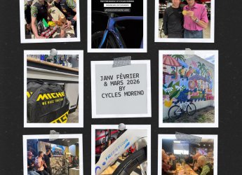 D�but 2026 chez Cycles Moreno, nous avons:
- Eu la chance de tester avec vous le @pinarello_official  Dogma F (avec une petite tramontane � 100km/h pour un test ultime )
- Passer une soir�e tr�s sympa en compagnie d'Alexis Vuillermoz qui nous a...